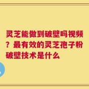 灵芝能做到破壁吗视频？最有效的灵芝孢子粉破壁技术是什么