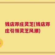 钱店邓庄灵芝(钱店邓庄引领灵芝风潮)