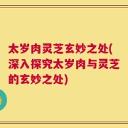 太岁肉灵芝玄妙之处(深入探究太岁肉与灵芝的玄妙之处)
