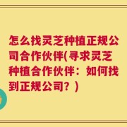 怎么找灵芝种植正规公司合作伙伴(寻求灵芝种植合作伙伴：如何找到正规公司？)