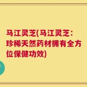 马江灵芝(马江灵芝：珍稀天然药材拥有全方位保健功效)