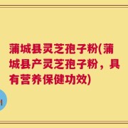 蒲城县灵芝孢子粉(蒲城县产灵芝孢子粉，具有营养保健功效)