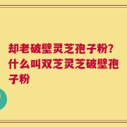 却老破壁灵芝孢子粉？什么叫双芝灵芝破壁孢子粉