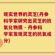 现实世界的灵芝(丹参科学家研究出灵芝的抗氧化物质 - 丹参科学家发现灵芝的抗氧成分)