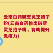云南白药破壁灵芝孢子粉(云南白药推出破壁灵芝孢子粉，有助提升免疫力)