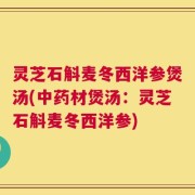 灵芝石斛麦冬西洋参煲汤(中药材煲汤：灵芝石斛麦冬西洋参)