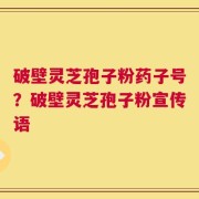 破壁灵芝孢子粉药子号？破壁灵芝孢子粉宣传语