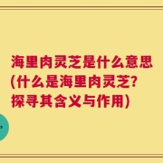 海里肉灵芝是什么意思(什么是海里肉灵芝？探寻其含义与作用)