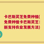 卡巴斯灵芝免费种植(免费种植卡巴斯灵芝：新支持农业发展方法)