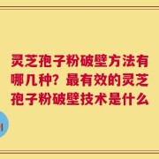 灵芝孢子粉破壁方法有哪几种？最有效的灵芝孢子粉破壁技术是什么
