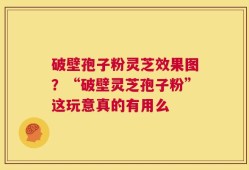 破壁孢子粉灵芝效果图？“破壁灵芝孢子粉”这玩意真的有用么