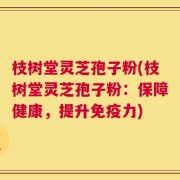 枝树堂灵芝孢子粉(枝树堂灵芝孢子粉：保障健康，提升免疫力)