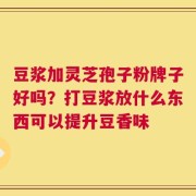 豆浆加灵芝孢子粉牌子好吗？打豆浆放什么东西可以提升豆香味