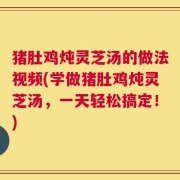 猪肚鸡炖灵芝汤的做法视频(学做猪肚鸡炖灵芝汤，一天轻松搞定！)