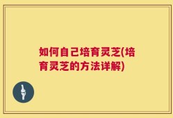 如何自己培育灵芝(培育灵芝的方法详解)