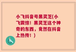 小飞抖音号黑灵芝(小飞震惊！黑灵芝这个神奇的东西，竟然在抖音上热传！)