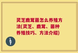 灵芝鹿茸菌怎么养殖方法(灵芝、鹿茸、菌种养殖技巧、方法介绍)