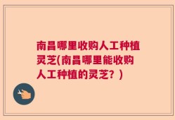 南昌哪里收购人工种植灵芝(南昌哪里能收购人工种植的灵芝？)