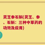 灵芝参石斛(灵芝、参、石斛：三种中草药的功效及应用)