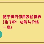 孢子粉的作用及价格表(孢子粉：功能与价格一览)