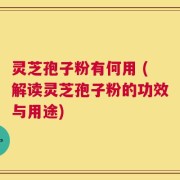 灵芝孢子粉有何用 (解读灵芝孢子粉的功效与用途)