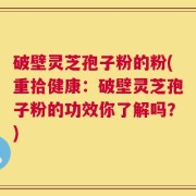 破壁灵芝孢子粉的粉(重拾健康：破壁灵芝孢子粉的功效你了解吗？)