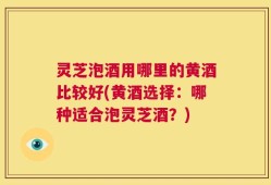 灵芝泡酒用哪里的黄酒比较好(黄酒选择：哪种适合泡灵芝酒？)