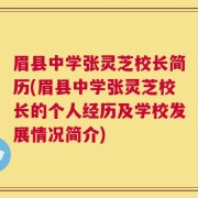 眉县中学张灵芝校长简历(眉县中学张灵芝校长的个人经历及学校发展情况简介)