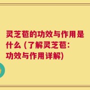 灵芝苞的功效与作用是什么 (了解灵芝苞：功效与作用详解)