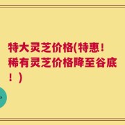 特大灵芝价格(特惠！稀有灵芝价格降至谷底！)