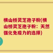 横山桥灵芝孢子粉(横山桥灵芝孢子粉：天然强化免疫力的选择)