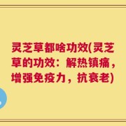 灵芝草都啥功效(灵芝草的功效：解热镇痛，增强免疫力，抗衰老)
