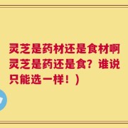 灵芝是药材还是食材啊灵芝是药还是食？谁说只能选一样！)