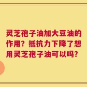 灵芝孢子油加大豆油的作用？抵抗力下降了想用灵芝孢子油可以吗？
