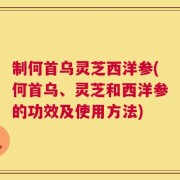 制何首乌灵芝西洋参(何首乌、灵芝和西洋参的功效及使用方法)