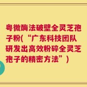 粤微酶法破壁全灵芝孢子粉(“广东科技团队研发出高效粉碎全灵芝孢子的精密方法”)