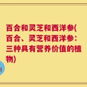 百合和灵芝和西洋参(百合、灵芝和西洋参：三种具有营养价值的植物)