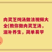 肉灵芝炖汤做法视频大全(教你做肉灵芝汤，滋补养生，简单易学