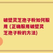 破壁灵芝孢子粉如何服用 (正确服用破壁灵芝孢子粉的方法)