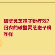 破壁灵芝孢子粉疗效？归农的破壁灵芝孢子粉咋样