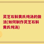 灵芝石斛黄氏炖汤的做法(如何制作灵芝石斛黄氏炖汤)
