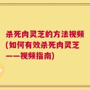 杀死肉灵芝的方法视频(如何有效杀死肉灵芝——视频指南)