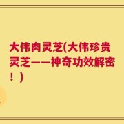 大伟肉灵芝(大伟珍贵灵芝——神奇功效解密！)