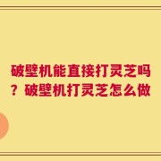 破壁机能直接打灵芝吗？破壁机打灵芝怎么做
