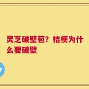 灵芝破壁苞？桔梗为什么要破壁