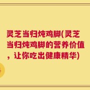 灵芝当归炖鸡脚(灵芝当归炖鸡脚的营养价值，让你吃出健康精华)