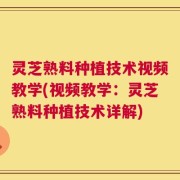 灵芝熟料种植技术视频教学(视频教学：灵芝熟料种植技术详解)
