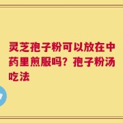 灵芝孢子粉可以放在中药里煎服吗？孢子粉汤吃法