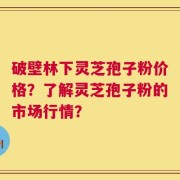 破壁林下灵芝孢子粉价格？了解灵芝孢子粉的市场行情？