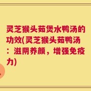 灵芝猴头茹煲水鸭汤的功效(灵芝猴头茹鸭汤：滋阴养颜，增强免疫力)